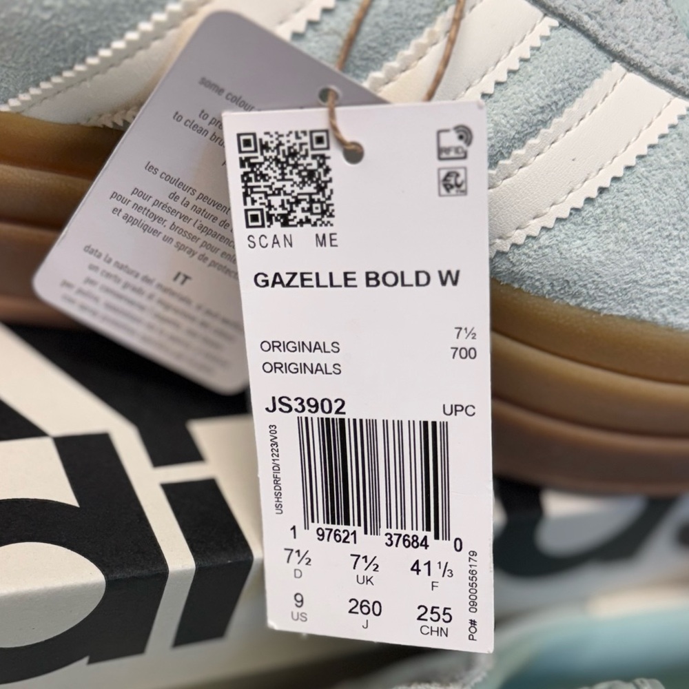 NWT! Adidas | Gazelle Bold - Ash Green, Size 9 - Picture 13 of 14